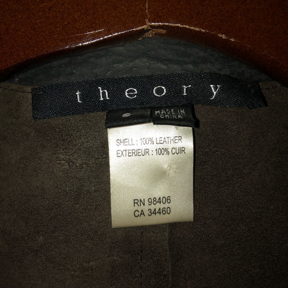 Theory] Dark Chocolate Leather Cape Poncho Jacket - Picture 9 of 9